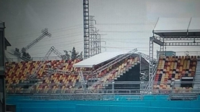 Ahead of the event, the roof of the Jakarta Formula E tribune collapsed