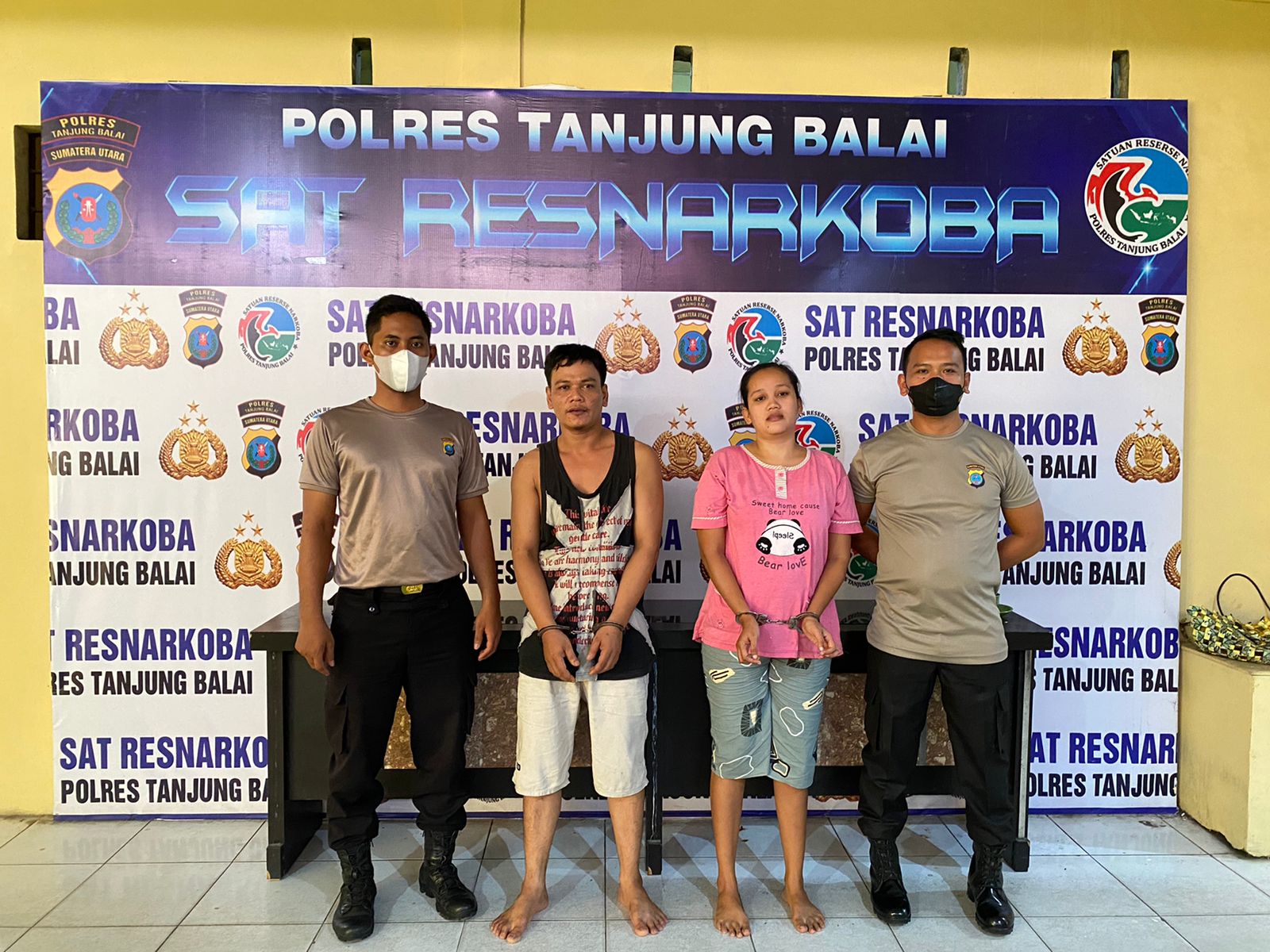 Lima Bulan Jual Sabu di Gang Mancis, Pasutri Nginap di Hotel Prodeo Polres Tanjungbalai 