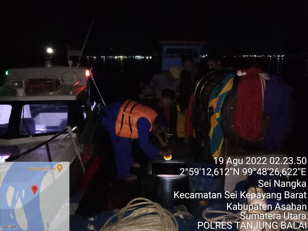 Giatkan Patroli Perairan, Satpol Air Polres Tanjungbalai Periksa Kapal Nelayan Tanpa Nama