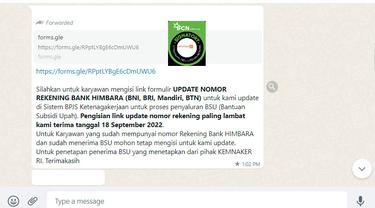 Kemenaker: Form Pengajuan BSU di Medsos Hoaks