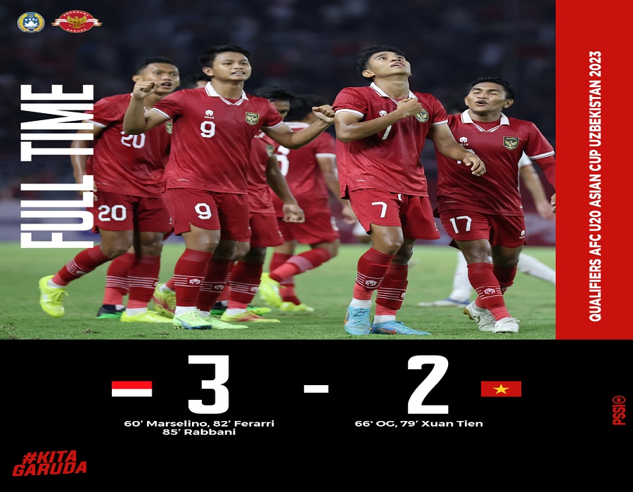 Timnas Indonesia Kalahkan Vietnam 3-2 di Kualifikasi Piala-Asia U-20