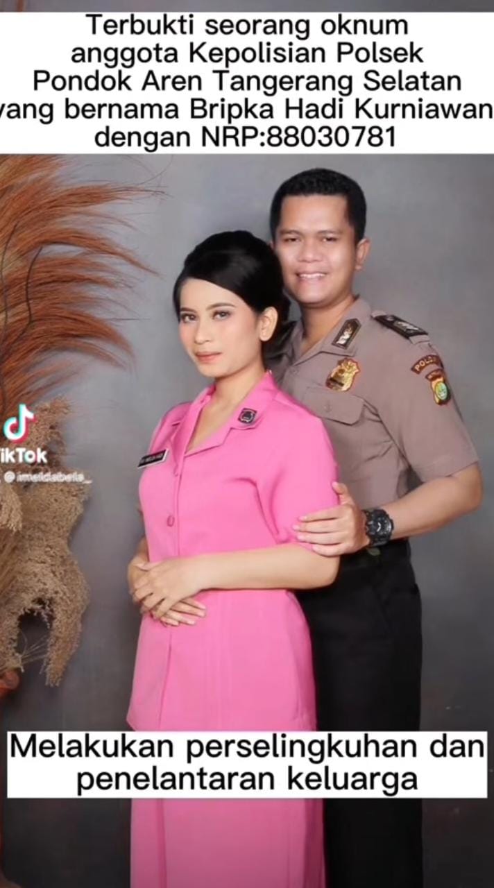 Viral Istri Anggota Polsek Pondok Aren Laporkan Bripka HK ke Propam Polda Metro Karena Selingkuh Tidak Ada Respon