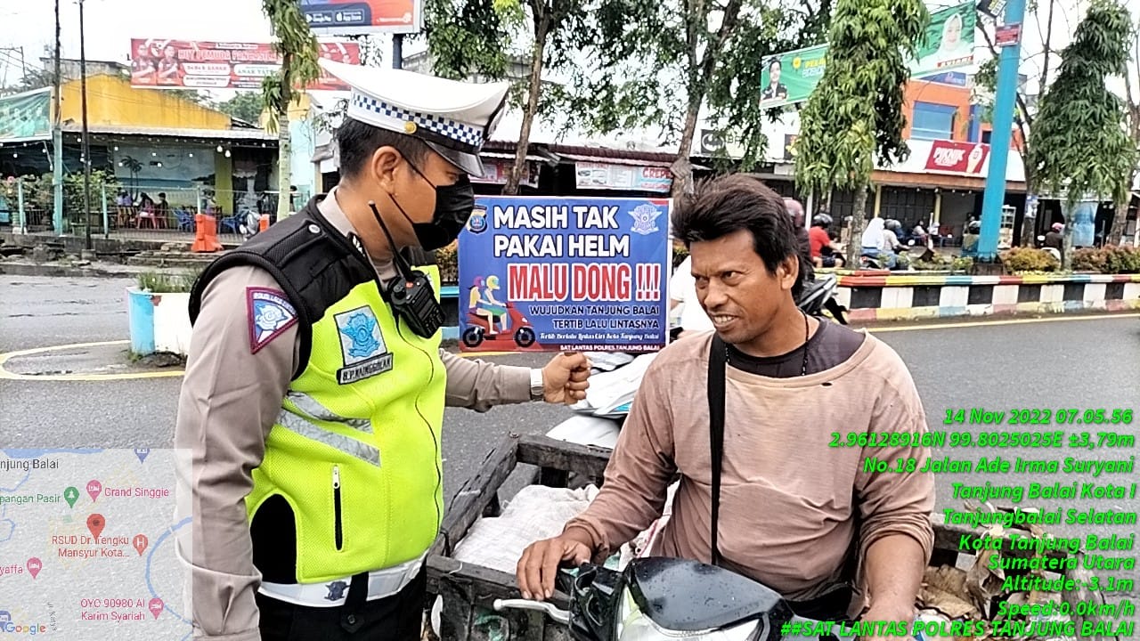 Belum Membudaya, Sat Lantas Polres Tanjungbalai Kembali Himbau Gunakan Helm SNI