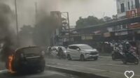 Mobil Terbakar di Jalan Raya Jakarta-Bogor, Lalin Sempat Tersendat