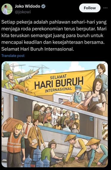 Ucapkan Selamat Hari Buruh, Presiden: Pekerja adalah Pahlawan