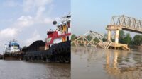 Kapal batubara tabrak jembatan di Muba Sumsel, lima korban hilang