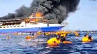 Kapal Terbakar di Perairan Pulau Taliase Sulut, Penumpang Lompat ke Laut