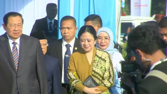 Ketua DPR RI Puan Maharani , SBY ,Ma'ruf Amin Jalan Bersama Hadiri HUT Bhayangkara ke-79