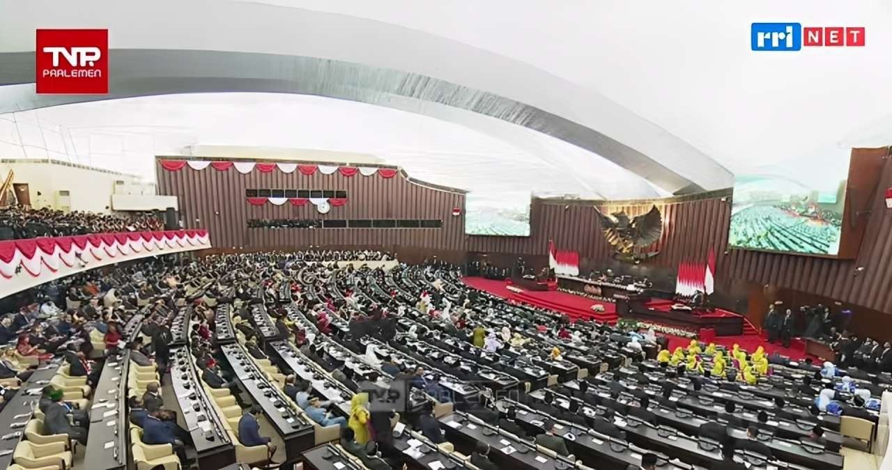 Suasana Ruang Sidang Tahunan di Gedung Nusantara DPR