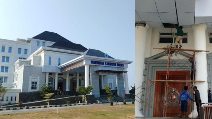 Baru 3 Tahun Dibangun, Plafon Kantor Bupati Brebes Senilai Rp110 M Jebol Diterjang Hujan Angin