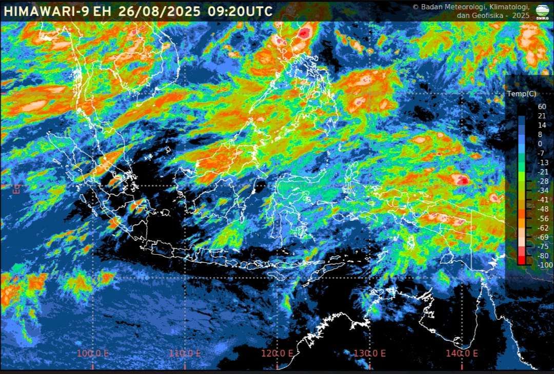 Prakiraan Cuaca Ibu Kota Provinsi se-Indonesia 27 Agustus