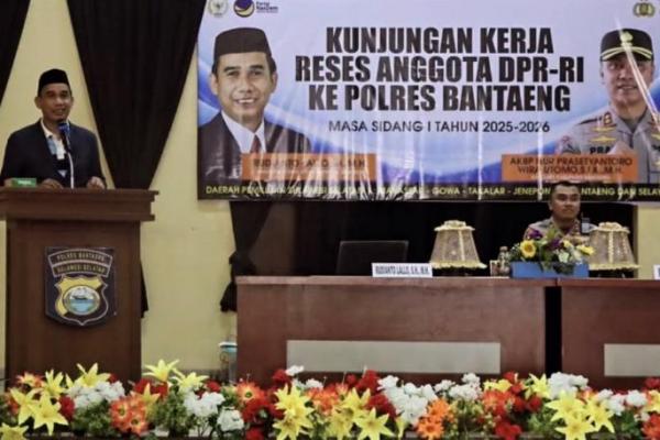 Anggota Komisi III DPR RI Fraksi NasDem Rudianto Lallo saat menyerap aspirasi di Mapolres Bantaeng