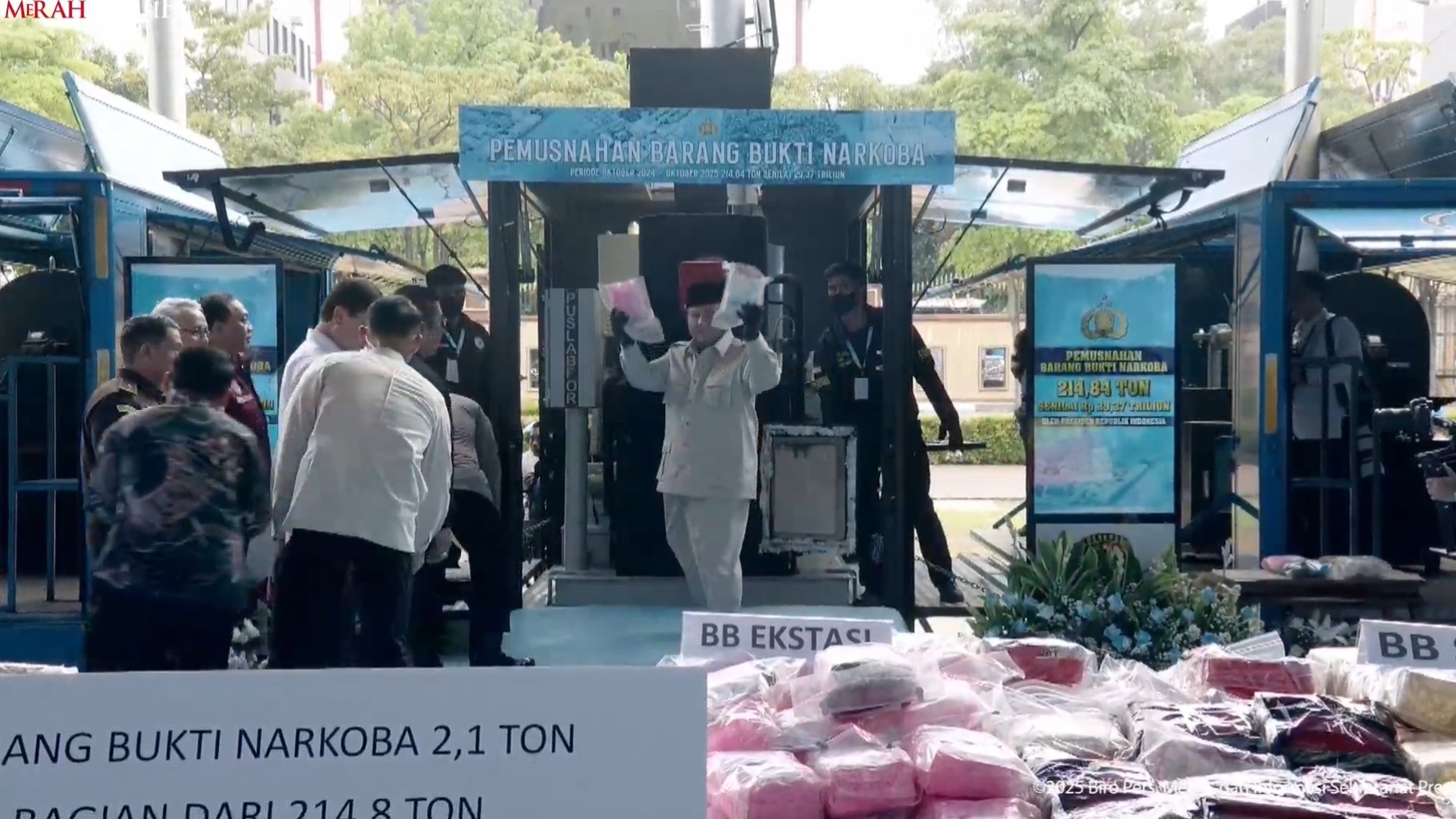 Presiden Prabowo saksikan pemusnahan Narkotika di Mabes Polri