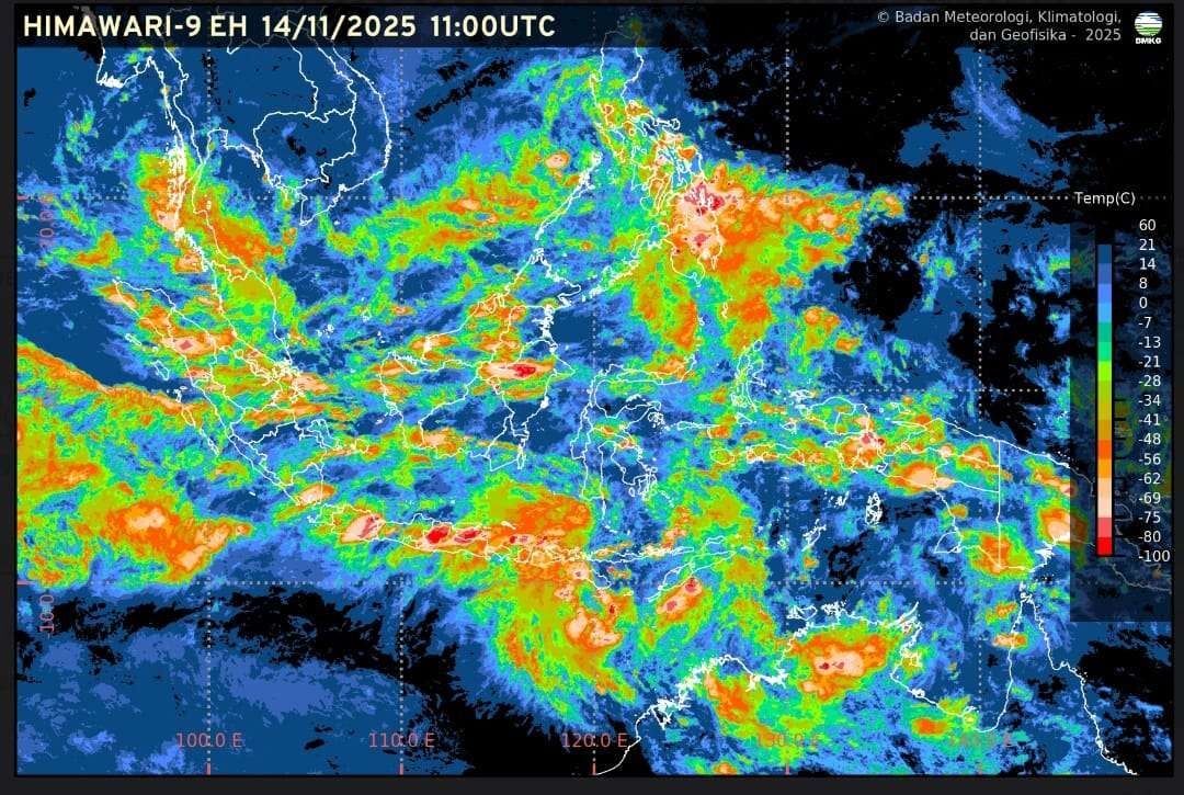 Prakiraan Cuaca Ibu Kota Provinsi di Indonesia, Sabtu 15 November 2025