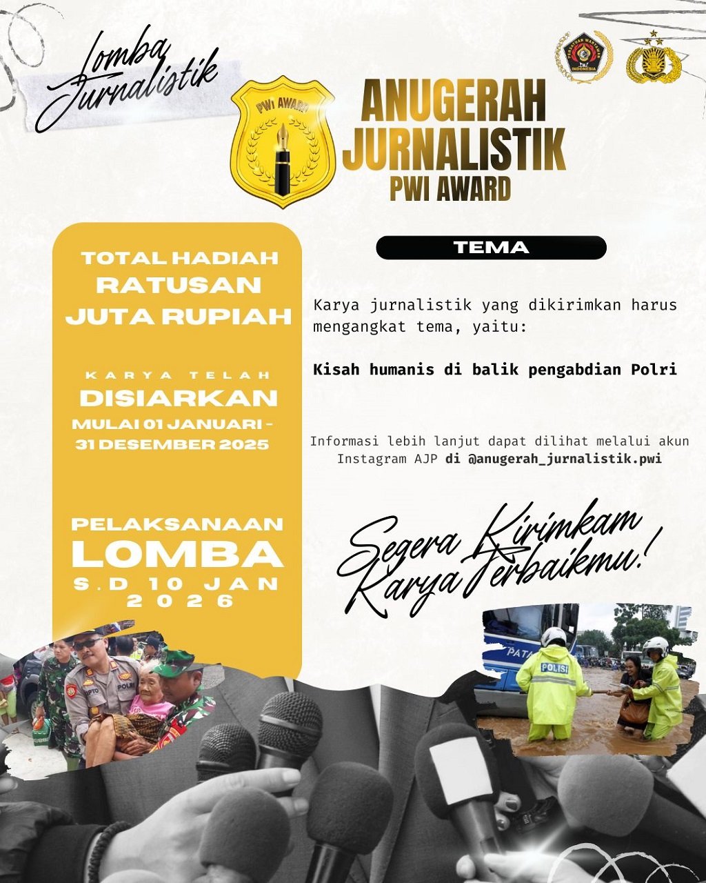 Lomba Anugerah Jurnalistik PWI–Polri 2025 Hadir dengan Aturan Baru, Hadiah Ratusan Juta 