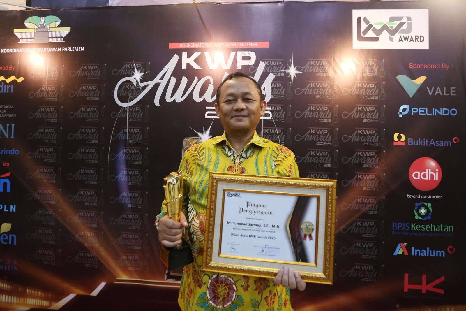 KWP Award 2026, Sarmuji Sabet Penghargaan Legislator Responsif Terhadap Aspirasi Publik