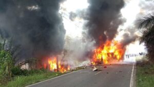 Bus ALS Terbakar di Muratara, Diduga 6 Orang Tewas