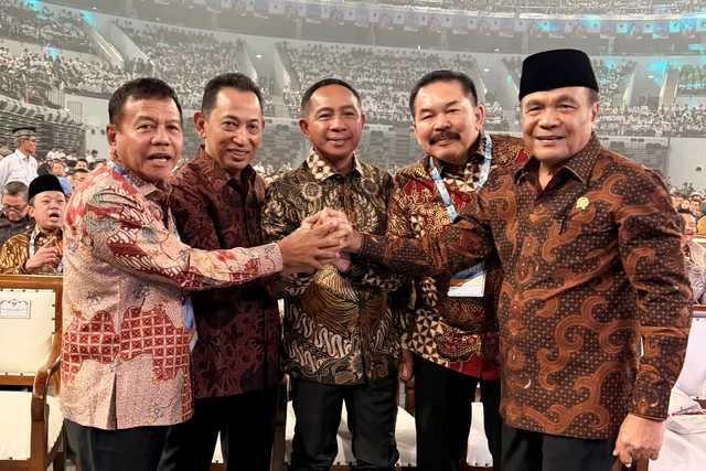 Inilah Momen Kebersamaan Kapolri, Panglima TNI, dan Jaksa Agung di Harkopnas 2026