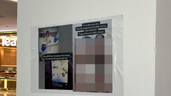 Poster Foto Tak Senonoh Gegerkan Mal di Gresik, Diduga Dipicu Perselingkuhan
